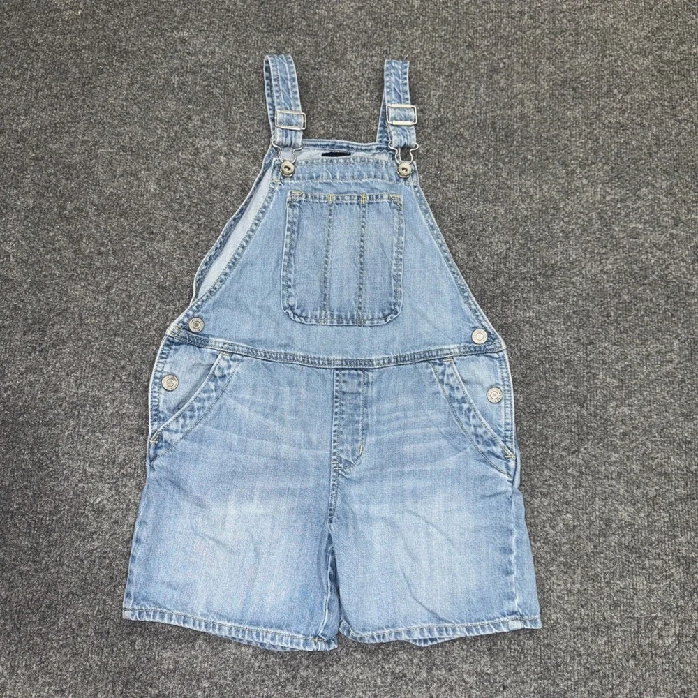 Gap Kids Girls Denim Shortalls Overalls Size M Light Wash Summer Casual Cute